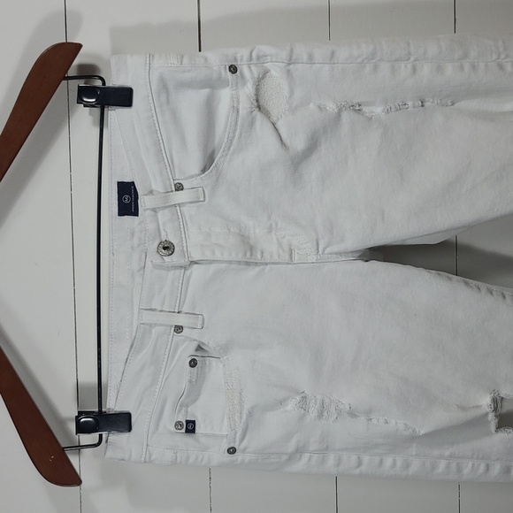 AG Adriana Goldschmied Jeans Women's sz 29R White Mid Rise Distressed Crop Jean - Picture 3 of 10